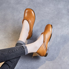 Women Retro Handmade Soft Leather Minimalist Flats Newgew Shoes