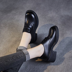 Women Minimalism Soft Leather Chunky Block Casual Shoes Newgew Shoes