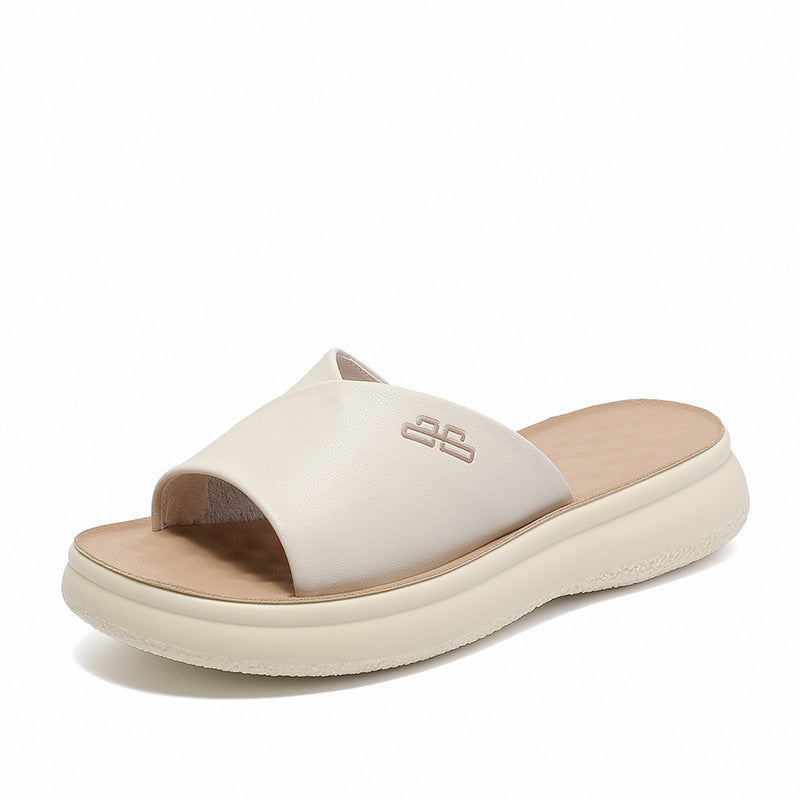 Women Minimalist Fashion Cassual Leather Slides Newgew Shoes
