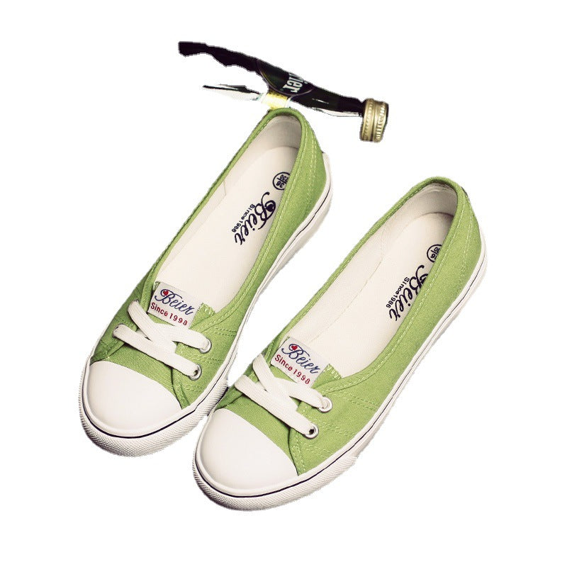 Women's Low-cut Korean Style Cloth Slip On Canvas Shoes Newgew