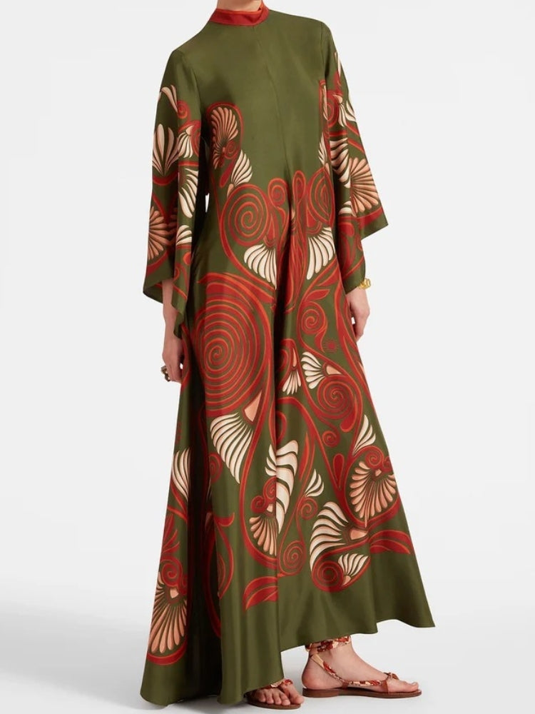 Magnifico Printed Maxi Dress - Dark Green Newgew Dresses