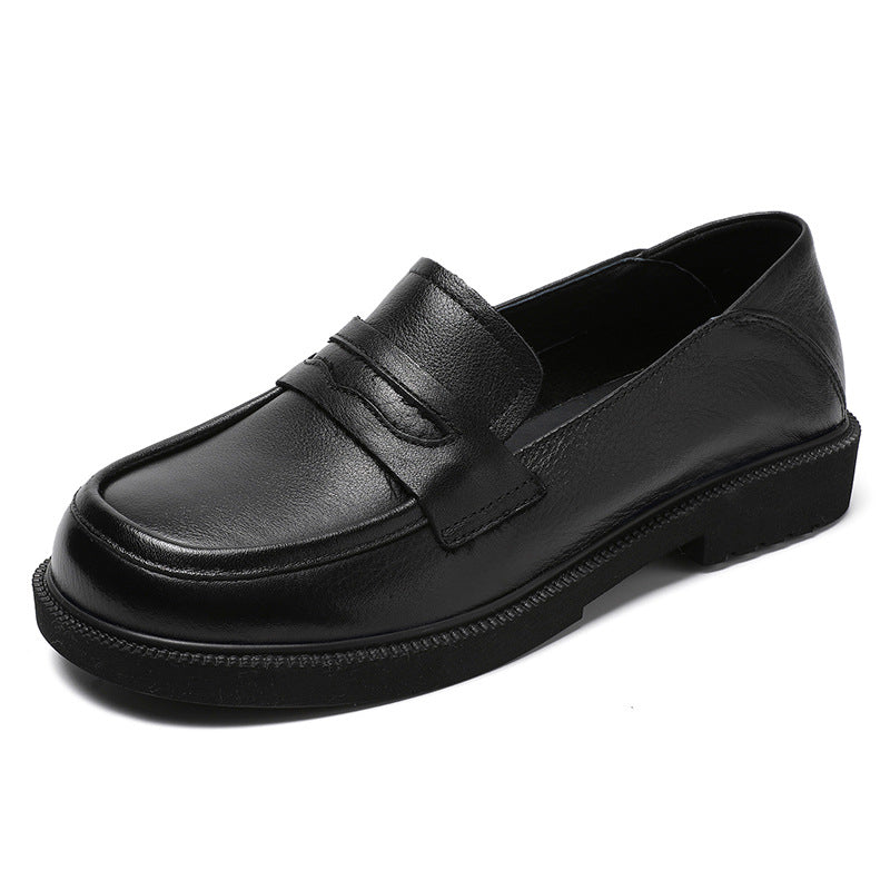 Women Minimalist Leather Soft Flat Casual Black Loafers Newgew Shoes