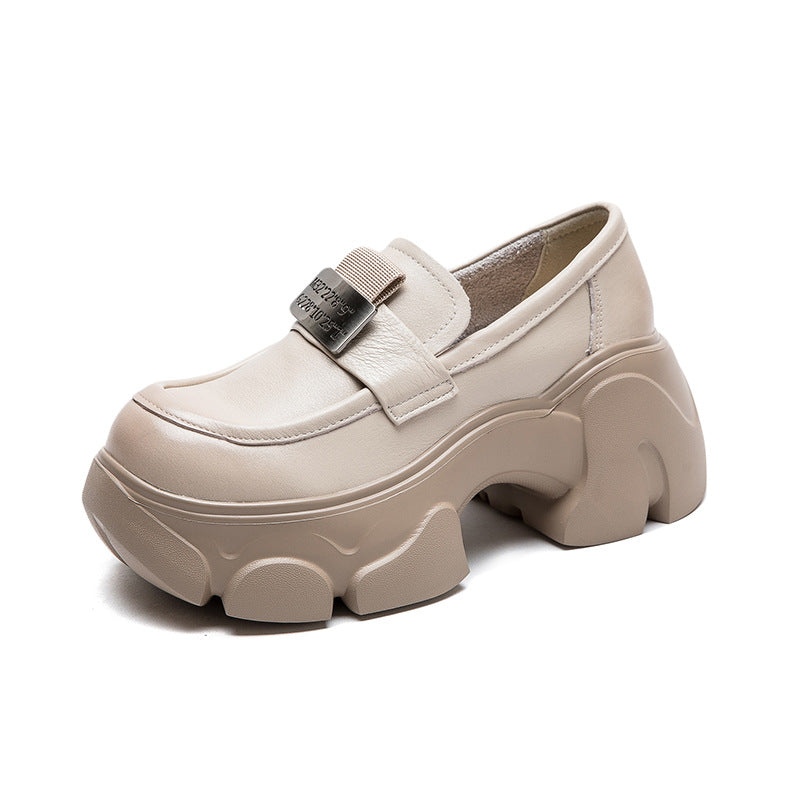 Women Minimalist Leather Chunky Platform Loafers Newgew Shoes