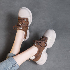 Women Fashion Leather Low Block Casual Shoes Newgew Shoes