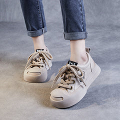 Women Leather Fashion Flat Casual Shoes Newgew Shoes