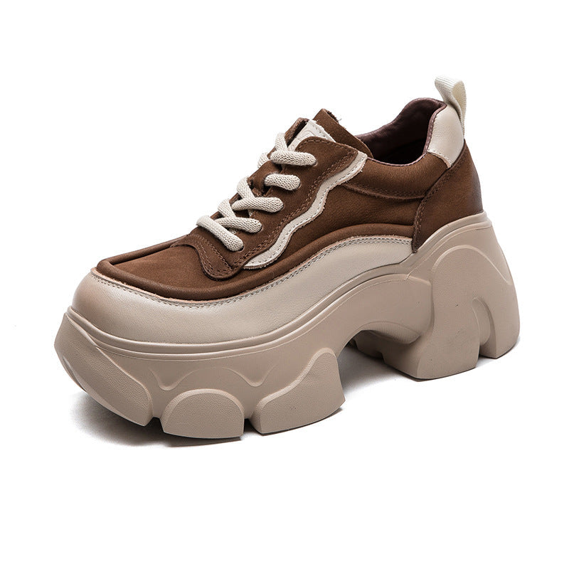 Women Minimalist Leather Chunky Platform Casual Shoes Newgew Shoes