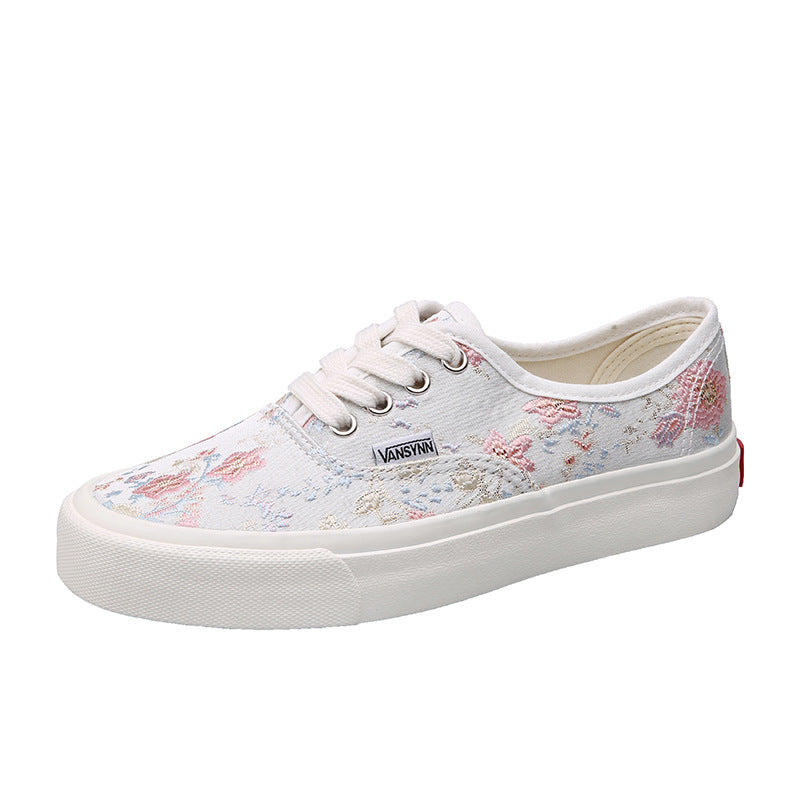 Charming Casual Design Flower Embroidered Female Canvas Shoes Newgew