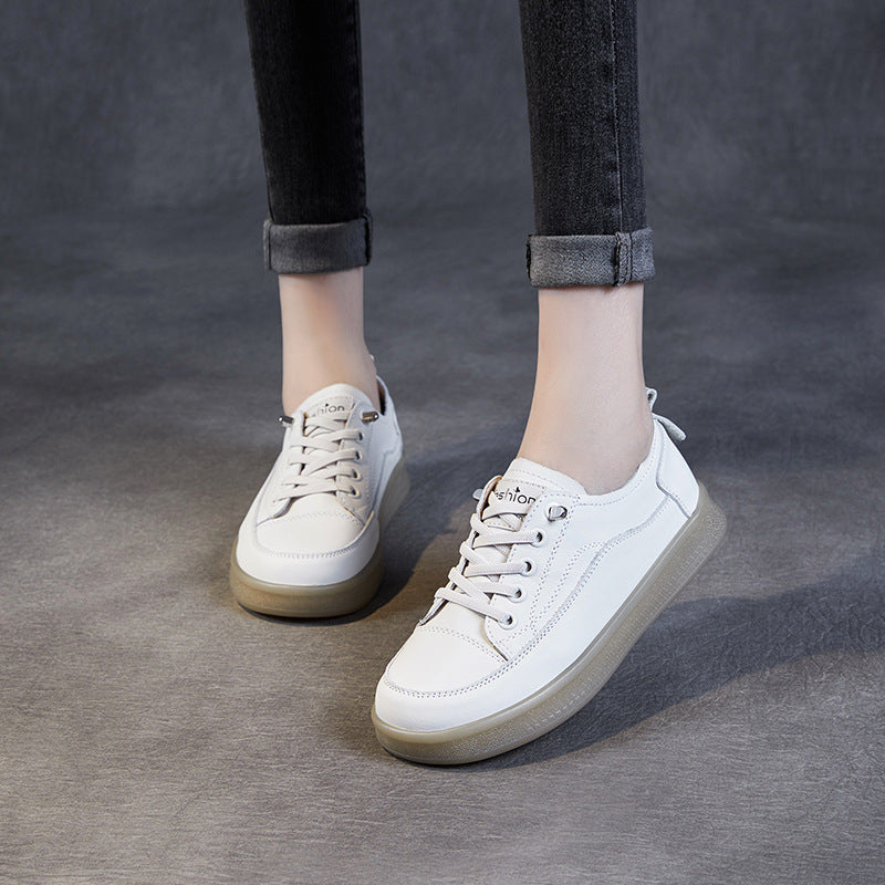 Women Fashion Patchwork Leather Flat Casual Shoes Newgew Shoes