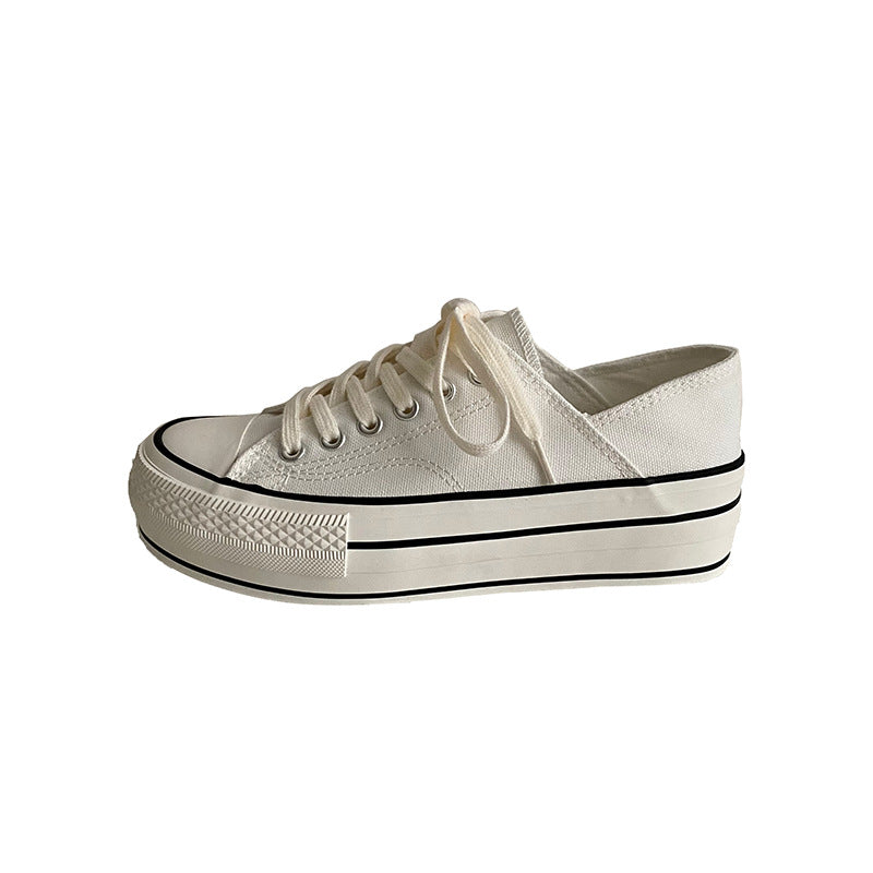 Women's Platform Color White Board Fashionable Canvas Shoes Newgew