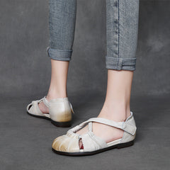 Women Retro Leather Casual Beach Flat Sandals Newgew Shoes