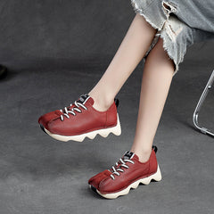 Women Retro Casual leather Lug Sole Sneakers Newgew Shoes