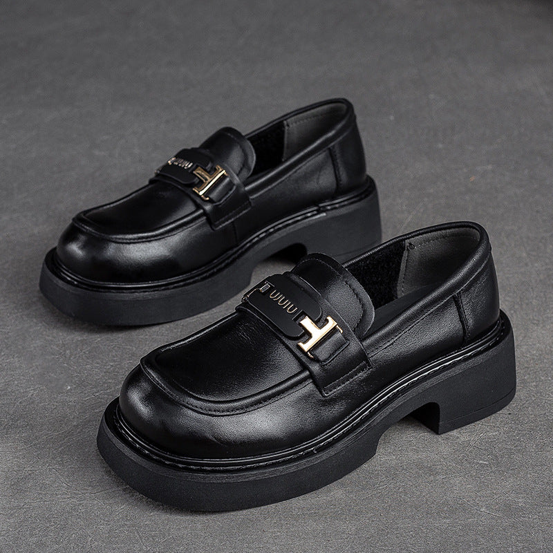 Women Retro Minimalist Leather Casual Loafers Newgew Shoes