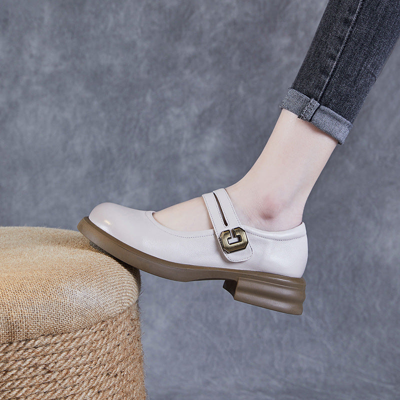 Women Minimalist Leather Casual Mary Jane Shoes Newgew Shoes