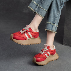 Women Fashion Leather Flat Thick Soled Casual Shoes Newgew Shoes