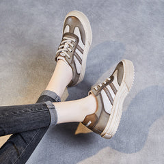 Women Handmade Color Matching Leather Casual Training Shoes Newgew Shoes
