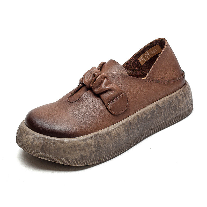 Women Retro Thick Soled Leather Minimalist Casual Shoes Newgew Shoes