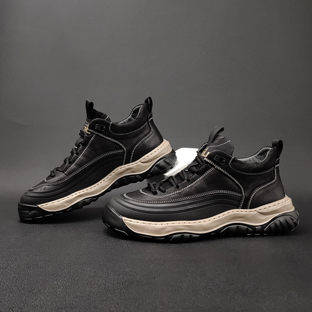 Men Minimalist Patchwork Leather Casual Shoes Newgew Shoes