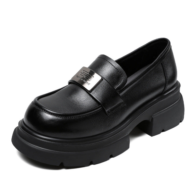 Women Minimalist Leather Thick Soled Casual Loafers Newgew Shoes