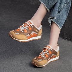 Women Fashion Breathable Mesh Leather Casual Sneakers Newgew Shoes