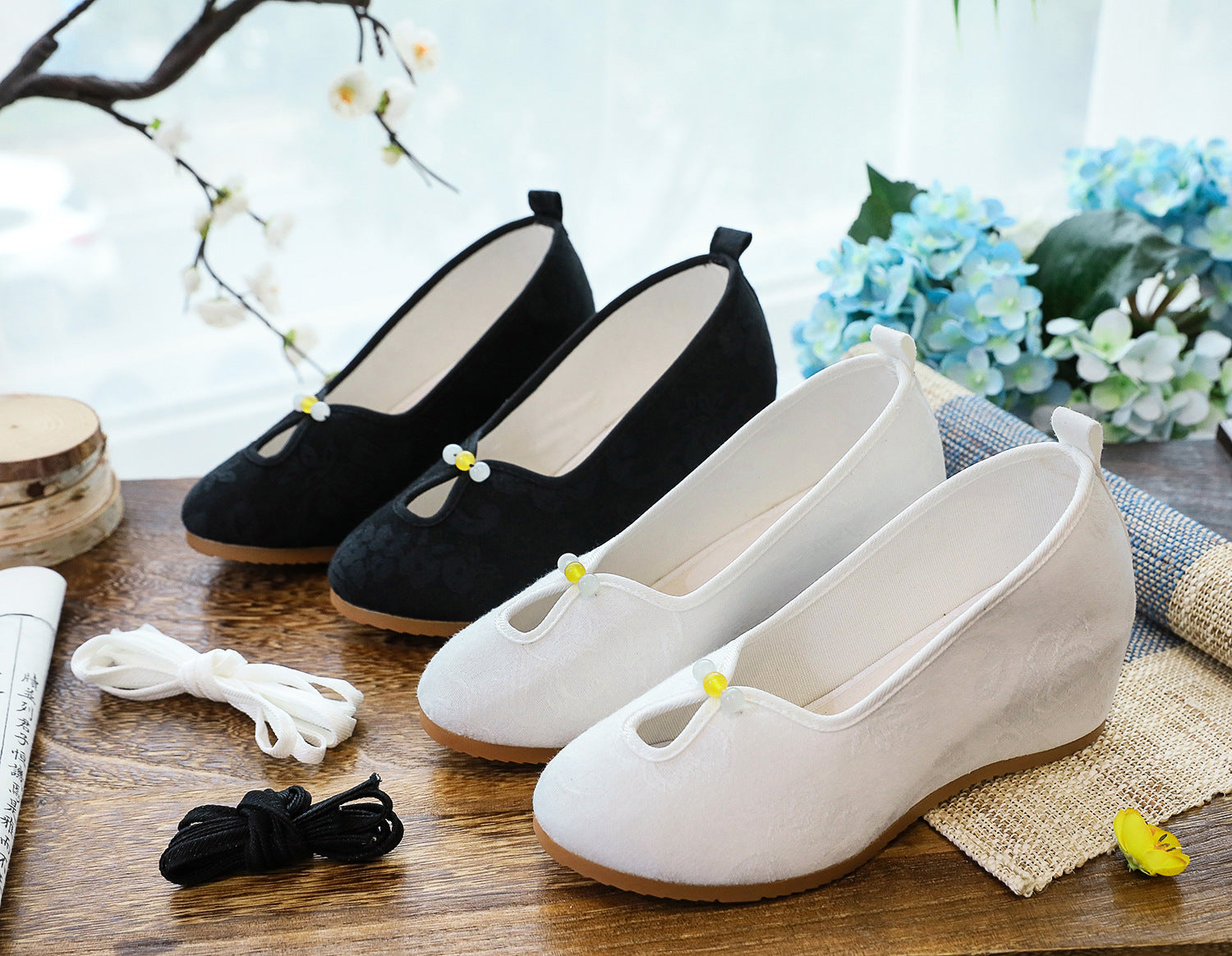 Women's High Pumps Wedge Solid Color Cloth With Heels Newgew