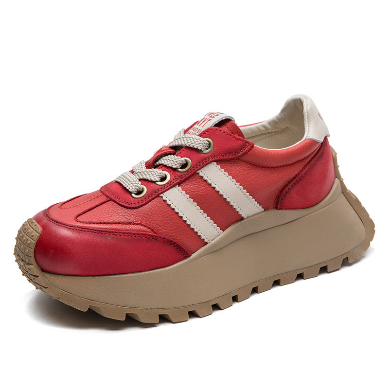 Women Fashion Leather Flat Thick Soled Casual Shoes Newgew Shoes