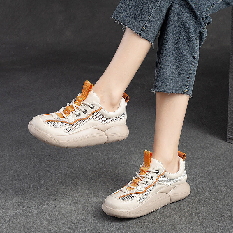 Women Fashion Breathable Mesh Leather Casual Shoes Newgew Shoes