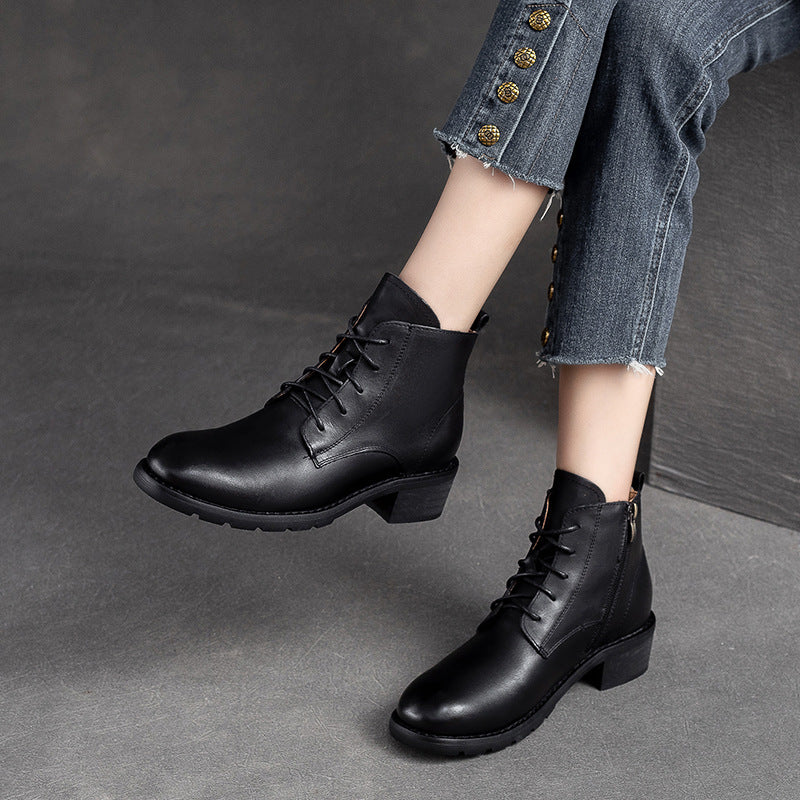 Women Classic Minimalist Chunky Heel Ankle Boots Newgew Shoes