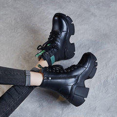 Women Fashion Leather Chunky Platform Snow Boots Newgew Shoes