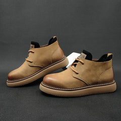 Men Retro Minimalist Leather Casual Ankle Work Boots Newgew Shoes