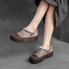 Women Minimalist Breathable Leather Flat Casual Shoes Newgew Shoes
