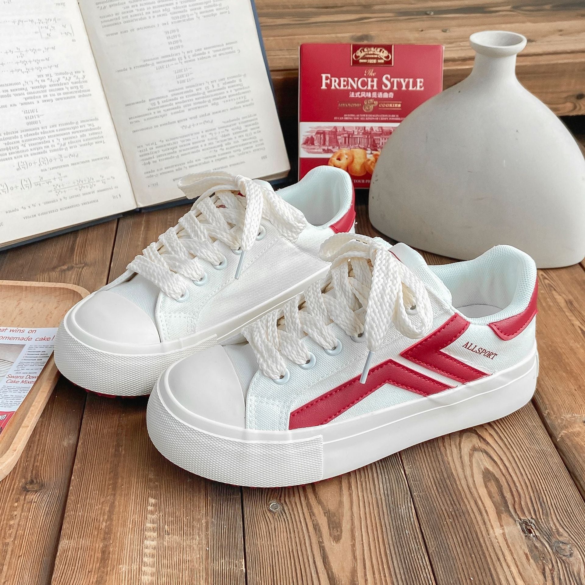 Women's Spring Thick-soled Big Toe Biscuit Shape Canvas Shoes Newgew