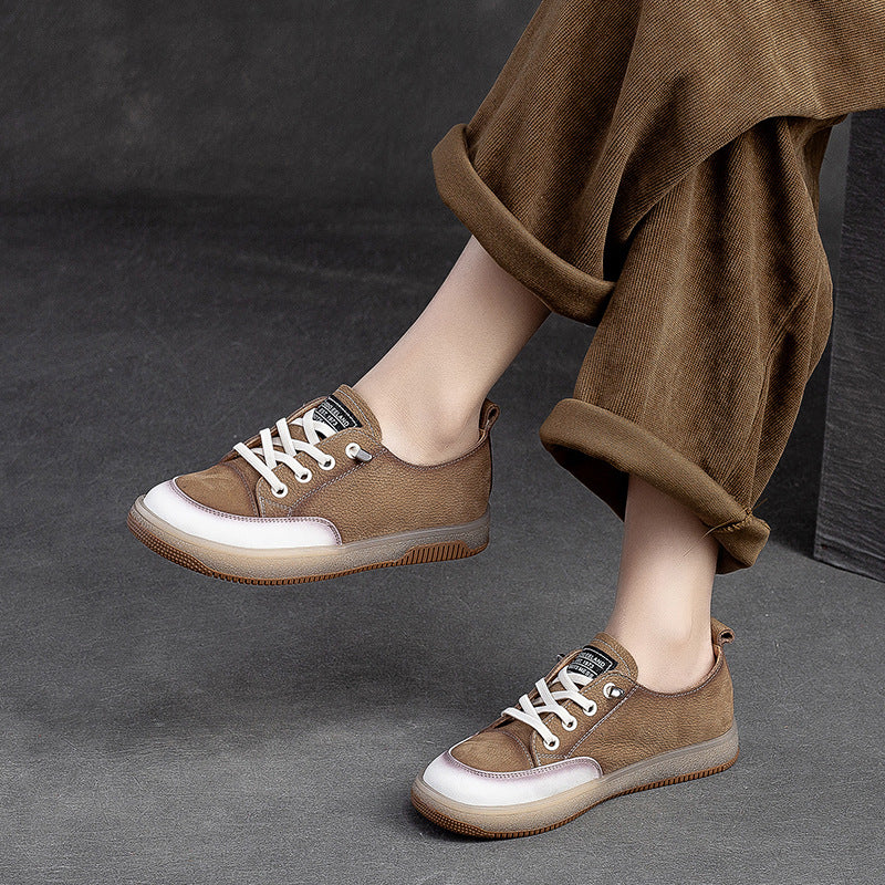 Women Retro Soft Leather Flat Casual Shoes Newgew Shoes