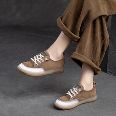 Women Retro Soft Leather Flat Casual Shoes Newgew Shoes