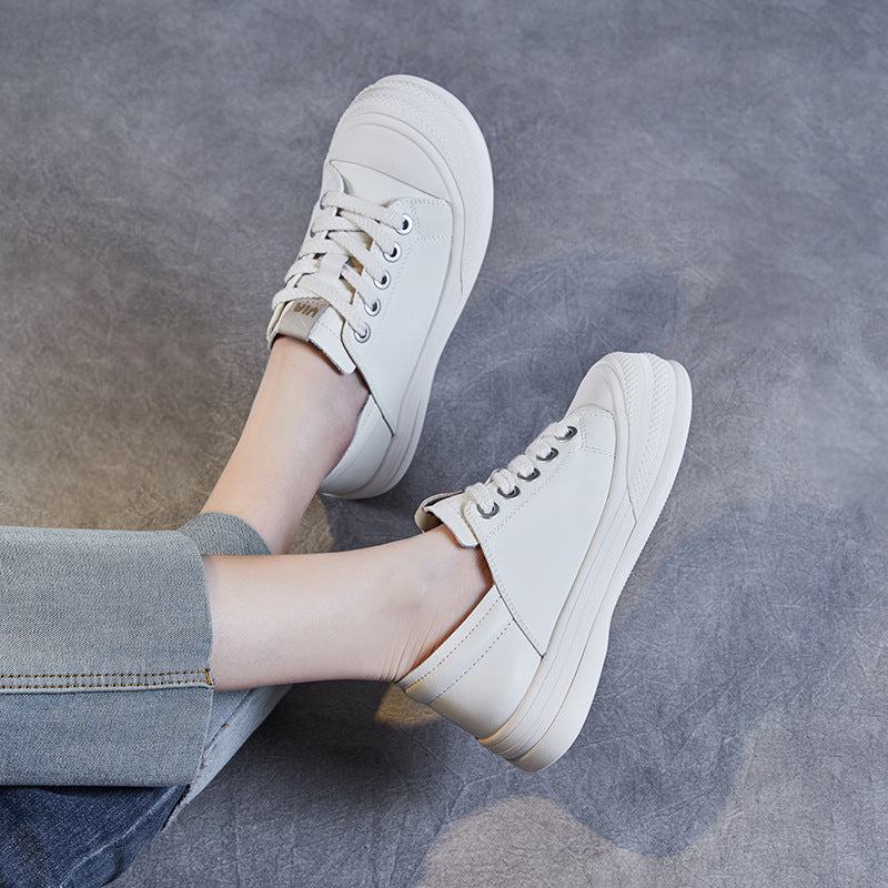 Women Minimalist Fashion Flat Soft Leather Casual Shoes Newgew Shoes