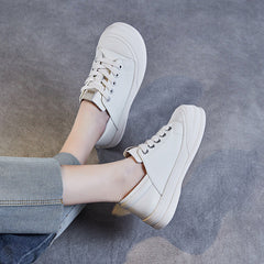 Women Minimalist Fashion Flat Soft Leather Casual Shoes Newgew Shoes