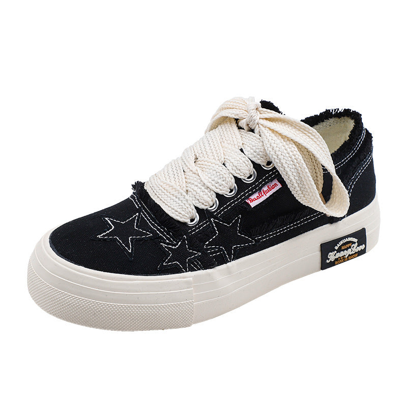 Women's Niche Unique Raw Edges Design Canvas Shoes Newgew