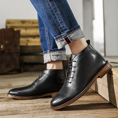 Men Retro Business Cowhide Ankle Boots Newgew Shoes