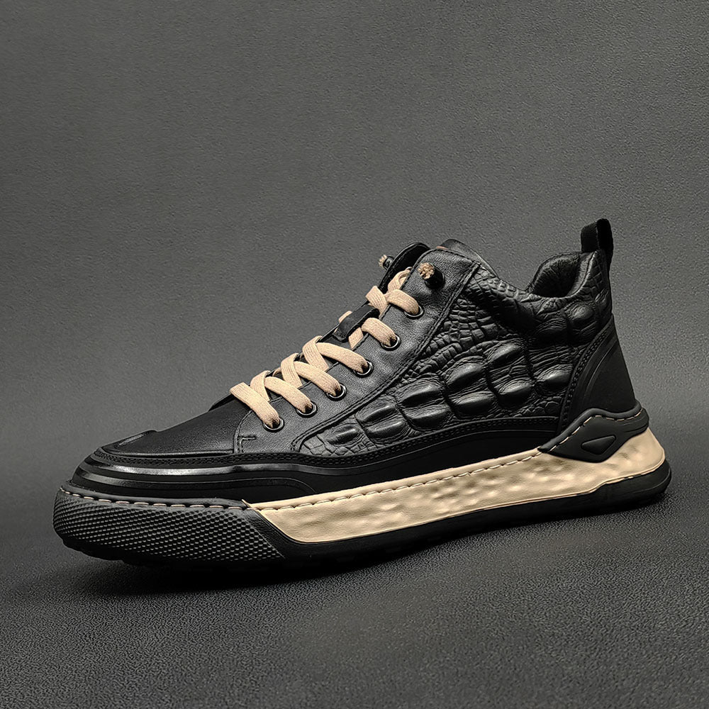 Men Fashion Figured Leather Flat Casual Shoes Newgew Shoes