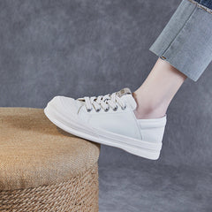Women Minimalist Fashion Flat Soft Leather Casual Shoes Newgew Shoes