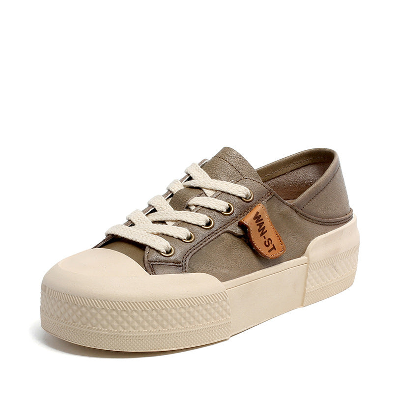 Women Fashion Leather Thick Soled Casual Shoes Newgew Shoes