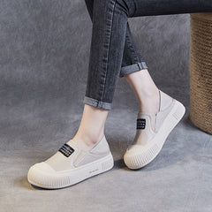 Women Minimalist Leather Thick Soled Flat Casual Shoes Newgew Shoes