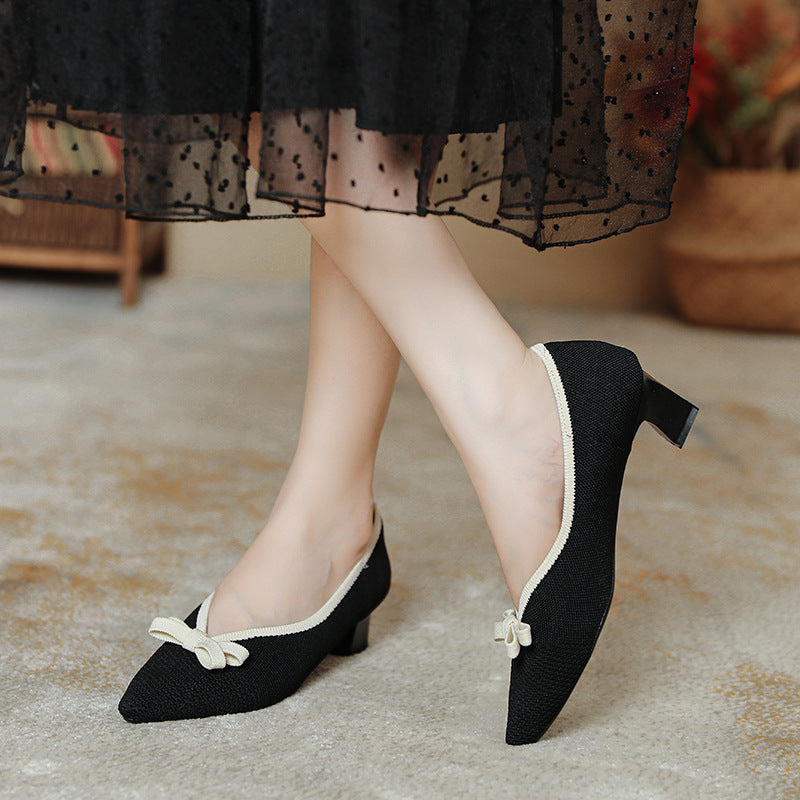 Bow Tie Versatile Commuting High Heels Newgew