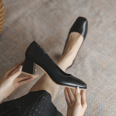 Women Soft Minimalist Chunky Heel Pumps Newgew Shoes