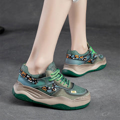 Women Fashion Patchwork Leather Stylish Casual Shoes Newgew Shoes