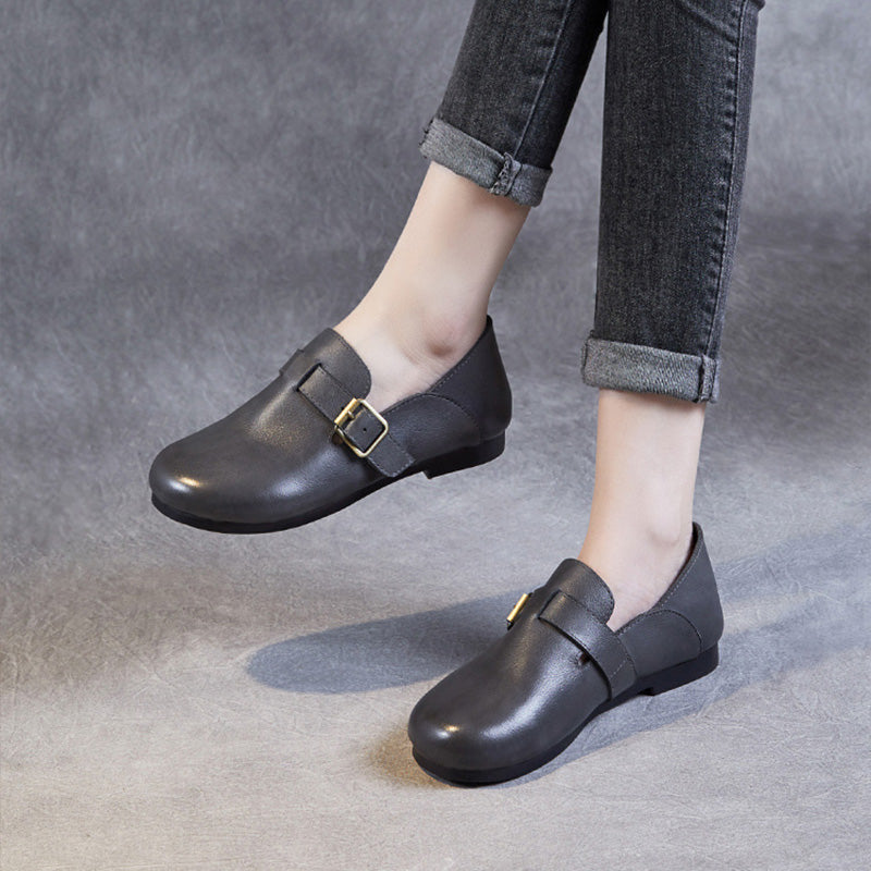 Women Retro Minimalist Soft Leather Casual Shoes Newgew Shoes