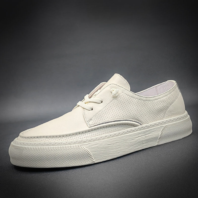 Men Leather Casual Fashion White Sneakers Newgew Shoes