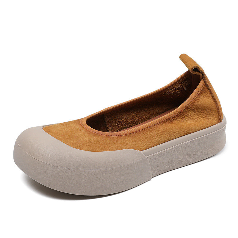 Women Minimalist Soft Leather Thick Soled Flats Newgew Shoes