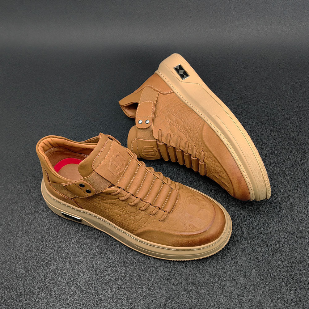 Men Stylish Figured Leather Flat Casual Shoes Newgew Shoes