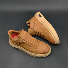 Men Stylish Figured Leather Flat Casual Shoes Newgew Shoes