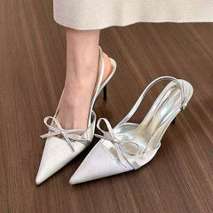 NewPointed Head Thin Heel Butterfly Knot High Heeled Sandals Newgew